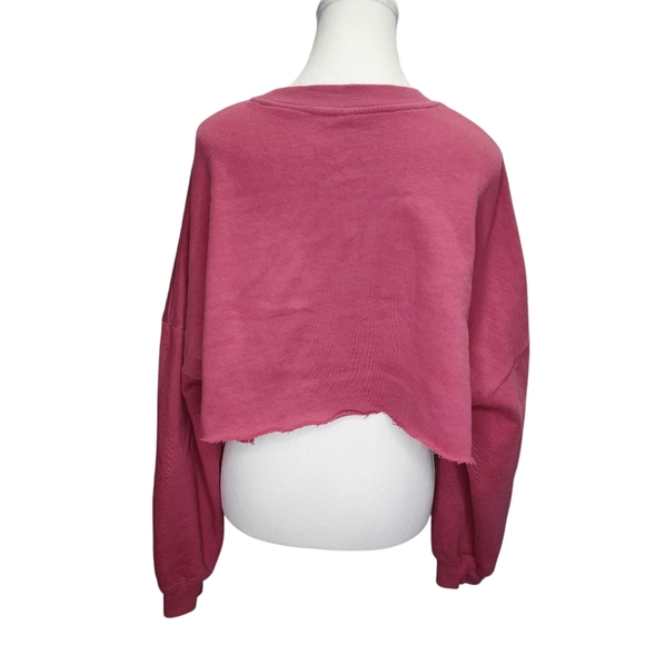 LA Hearts by Pacsun Beverly Hills Pink Cropped Sweatshirt Pullover Size … - Picture 2 of 8